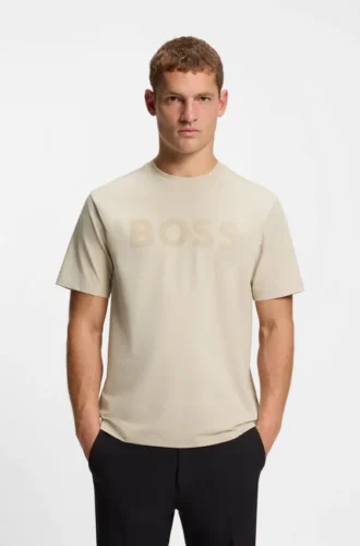 Tonal-logo T-shirt in stretch cotton