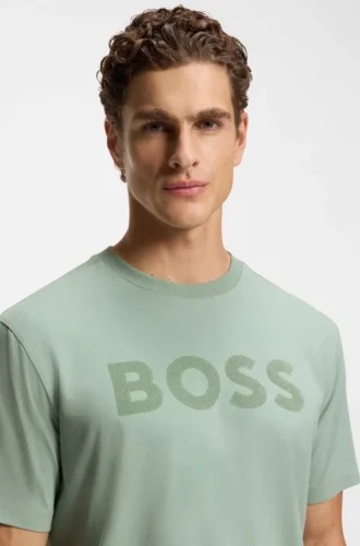 Tonal-logo T-shirt in stretch cotton