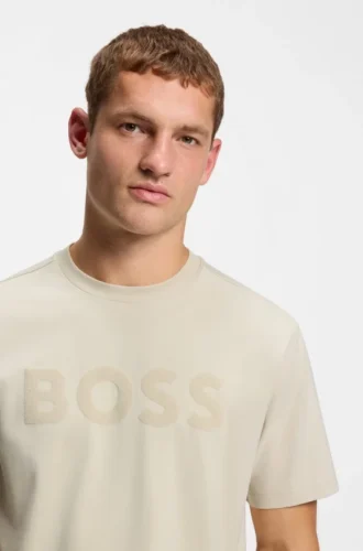 Tonal-logo T-shirt in stretch cotton