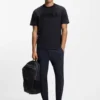 Tonal-logo T-shirt in stretch cotton