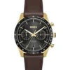 Tourmaster gold-tone watch with brown leather strap