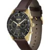 Tourmaster gold-tone watch with brown leather strap