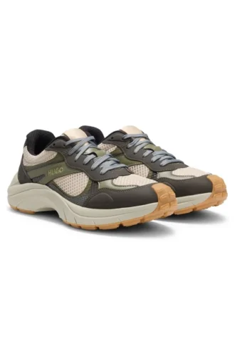 Trainers with mesh and faux leather
