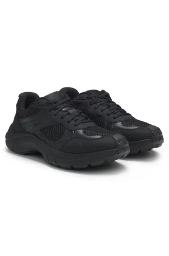 Trainers with mesh and faux leather