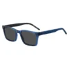 Transparent-blue sunglasses with patterned temples