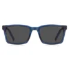 Transparent-blue sunglasses with patterned temples