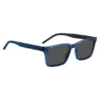 Transparent-blue sunglasses with patterned temples