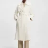 Trench coat with fabric belt