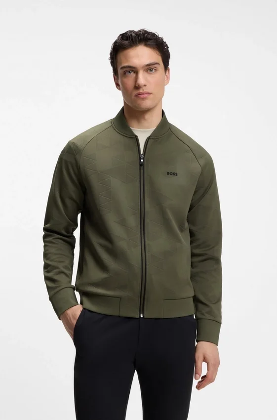 Triangle-jacquard zip-up sweatshirt with rubberized logo Triangle-jacquard zip-up sweatshirt with rubberized logo