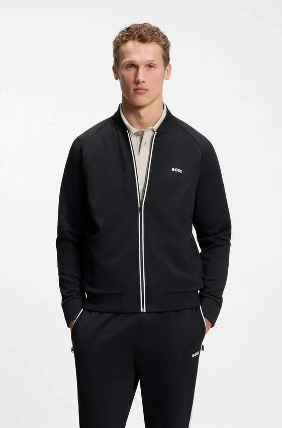 Triangle-jacquard zip-up sweatshirt with rubberized logo Triangle-jacquard zip-up sweatshirt with rubberized logo