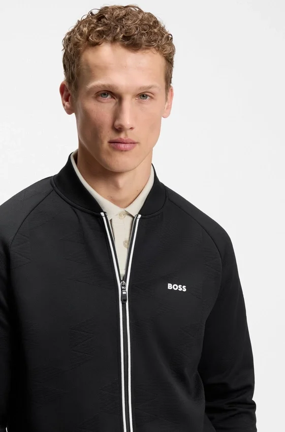 Triangle-jacquard zip-up sweatshirt with rubberized logo Triangle-jacquard zip-up sweatshirt with rubberized logo