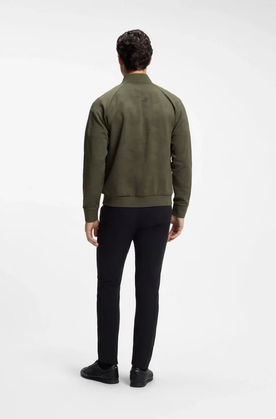 Triangle-jacquard zip-up sweatshirt with rubberized logo Triangle-jacquard zip-up sweatshirt with rubberized logo
