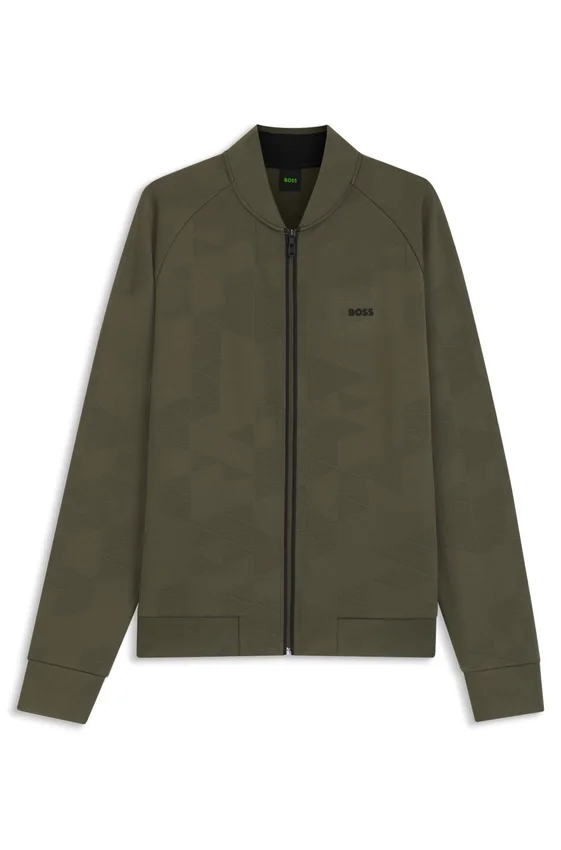 Triangle-jacquard zip-up sweatshirt with rubberized logo Triangle-jacquard zip-up sweatshirt with rubberized logo