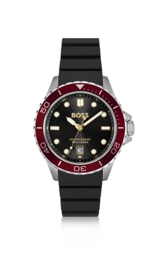 Troper black-dial watch with silicone strap