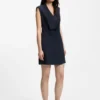 Tuxedo-style dress with draped lapel Tuxedo-style dress with draped lapel