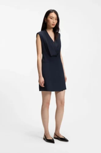 Tuxedo-style dress with draped lapel