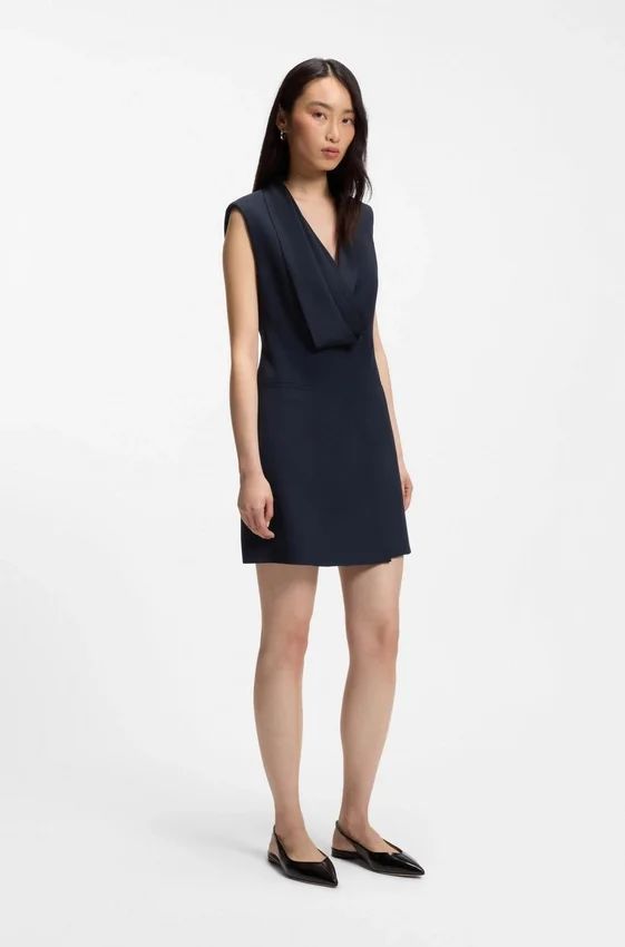 Tuxedo-style dress with draped lapel Tuxedo-style dress with draped lapel