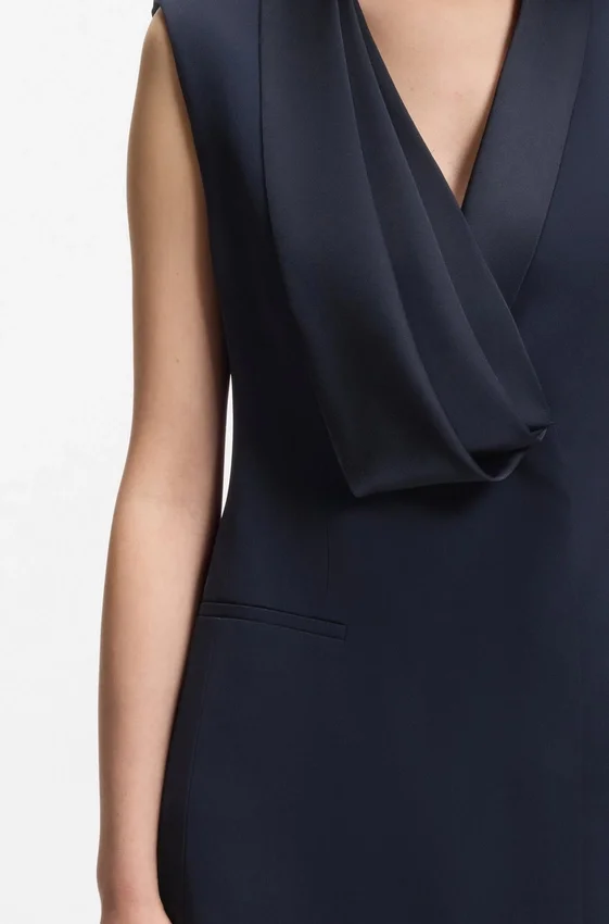 Tuxedo-style dress with draped lapel Tuxedo-style dress with draped lapel