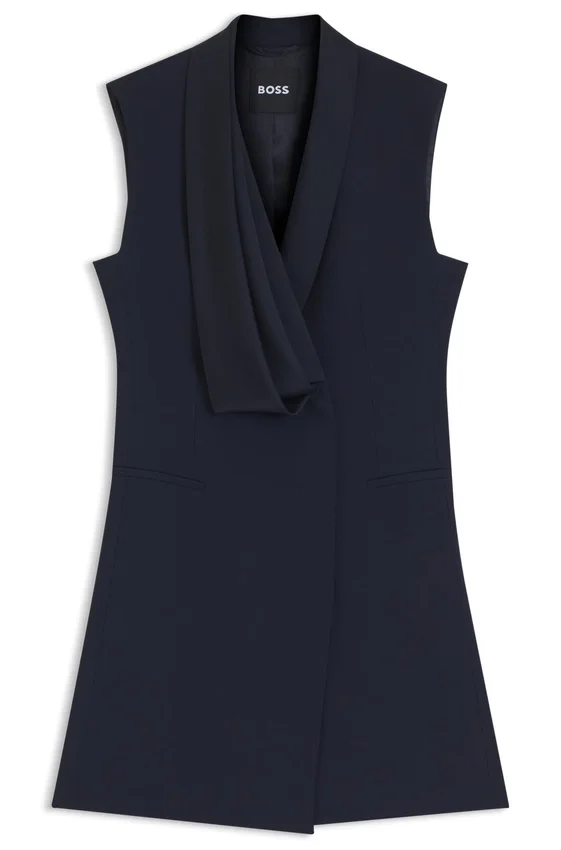 Tuxedo-style dress with draped lapel Tuxedo-style dress with draped lapel