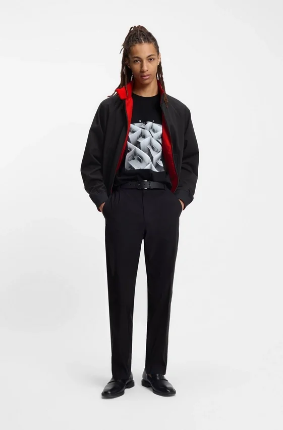 Twill bomber jacket with buttoned stand collar Twill bomber jacket with buttoned stand collar