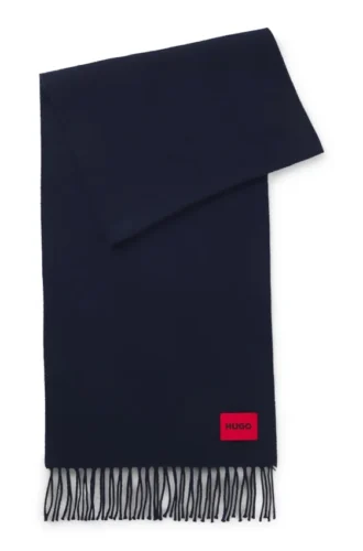 Twisted-fringe scarf in wool twill