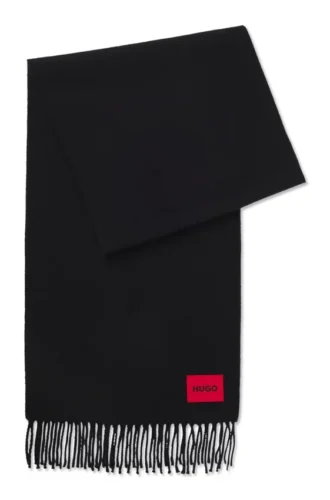 Twisted-fringe scarf in wool twill