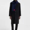 Twisted-fringe scarf in wool twill