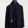 Twisted-fringe scarf in wool twill