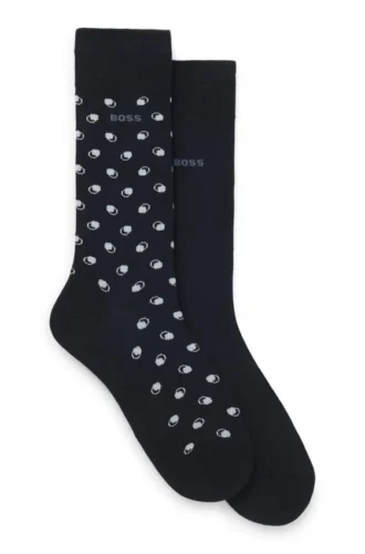 Two-pack mini-pattern socks in a combed cotton blend