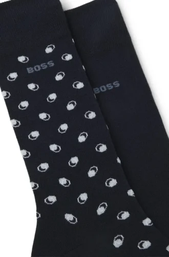 Two-pack mini-pattern socks in a combed cotton blend
