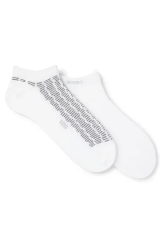 Two-pack of cotton-blend ankle socks with logos
