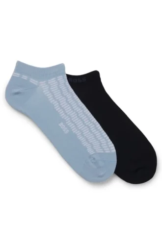 Two-pack of cotton-blend ankle socks with logos