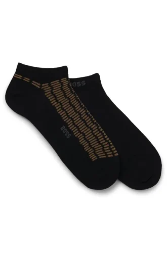 Two-pack of cotton-blend ankle socks with logos