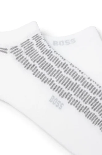 Two-pack of cotton-blend ankle socks with logos
