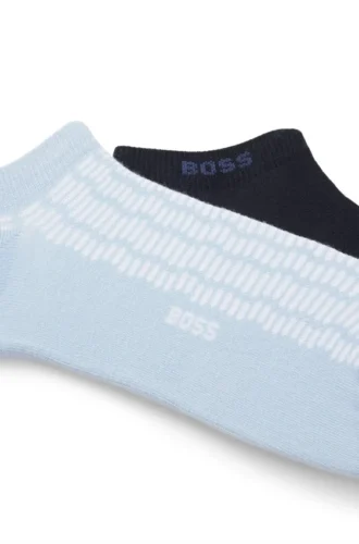 Two-pack of cotton-blend ankle socks with logos