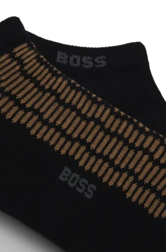 Two-pack of cotton-blend ankle socks with logos