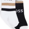 Two-pack of kids’ socks with stripes and logo