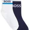 Two-pack of kids’ socks with stripes and logo