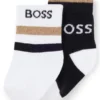 Two-pack of kids’ socks with stripes and logo