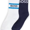 Two-pack of kids’ socks with stripes and logo