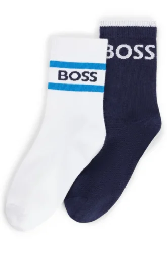 Two-pack of kids’ socks with stripes and logo