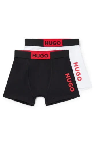 Two-pack of kids’ stretch-cotton boxer shorts with branding