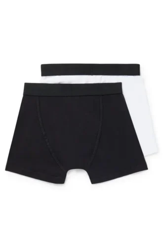 Two-pack of kids’ stretch-cotton boxer shorts with branding