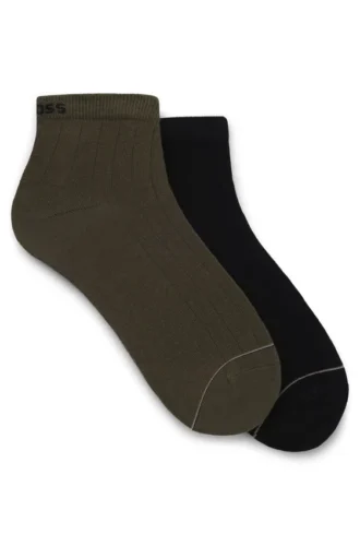 Two-pack of ribbed cotton-blend short socks