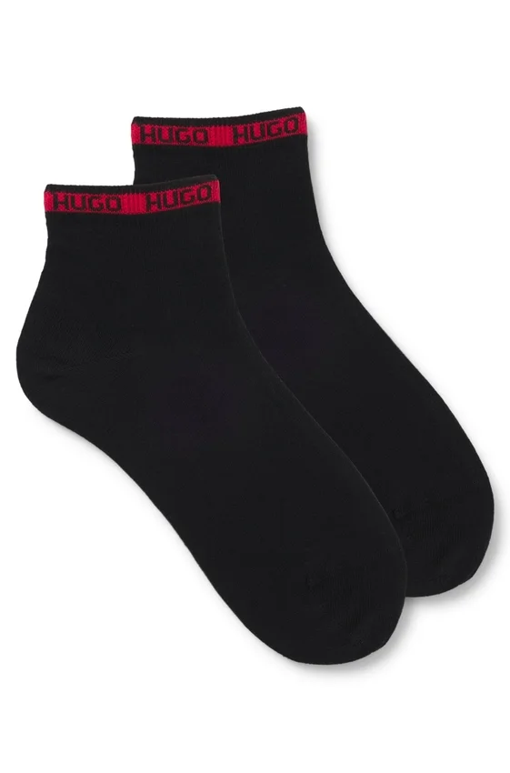 Two-pack of short-length socks with logo tape Two-pack of short-length socks with logo tape