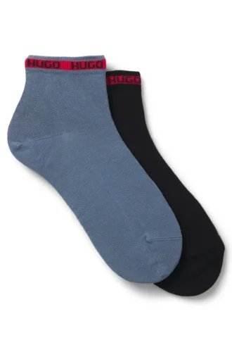 Two-pack of short-length socks with logo tape
