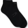 Two-pack of short-length socks with stripe and logo