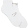 Two-pack of short-length socks with stripe and logo