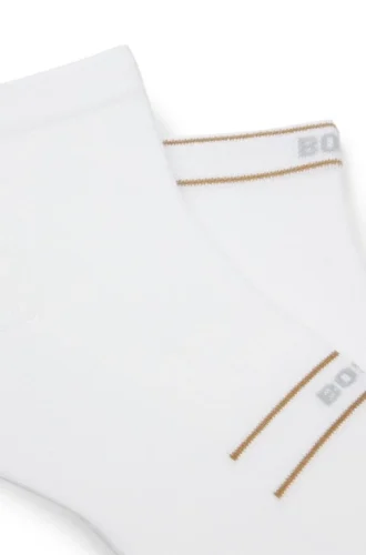 Two-pack of short-length socks with stripe and logo