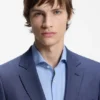 Two-piece extra-slim-fit suit in patterned fabric